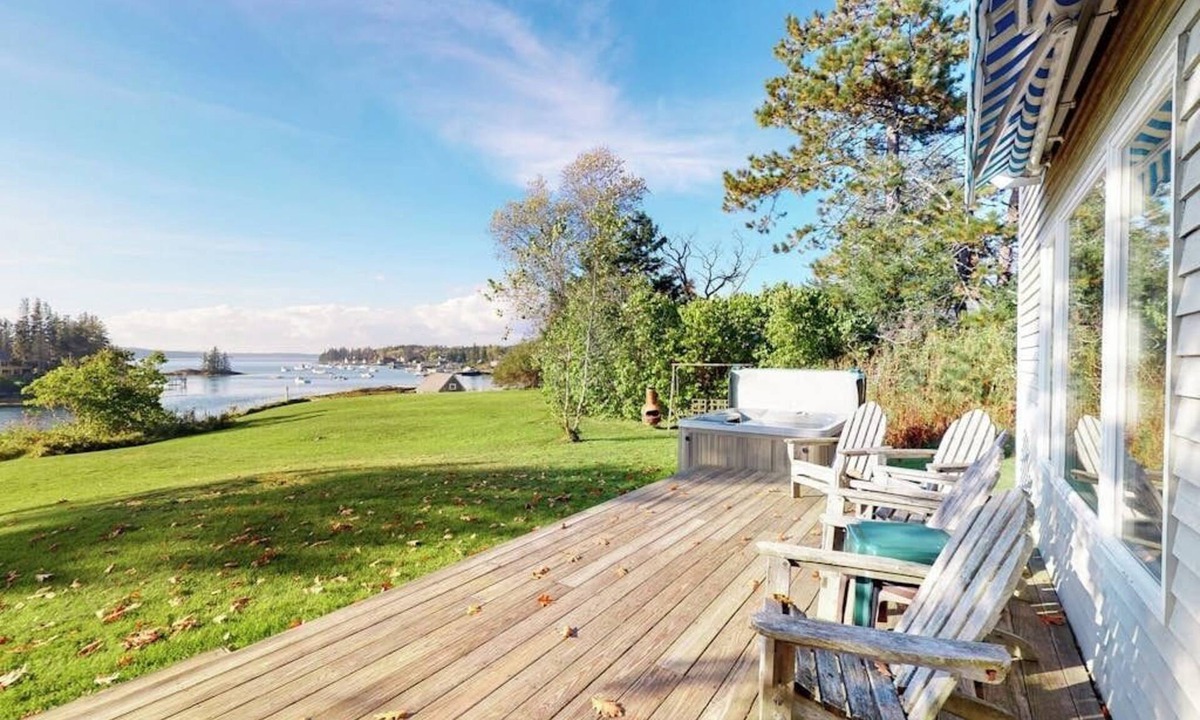 Port Clyde House | Bayfront house on Port Clyde Harbor with views, hot tub, beach access