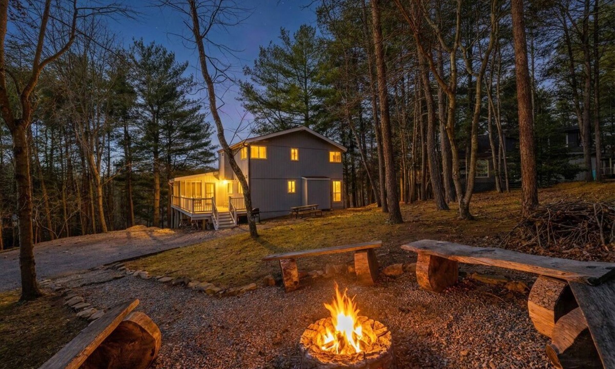 The Woods Ski Chalet | Cabin w Fire Pit, Hot Tub, Screened Porch & More