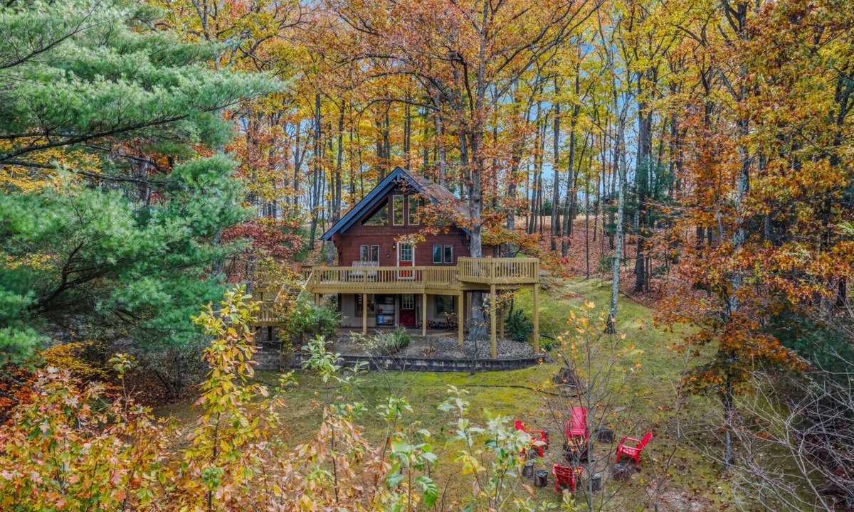 Berkeley Springs House | The Outlook - fireplace, view, pets, wifi, fire pit, foosball, deck