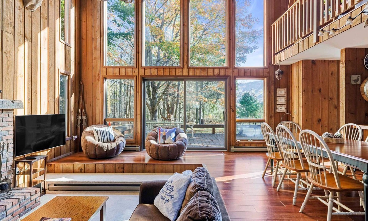 Windham Cabin | Windham Alpine Ski Lodge - Fire place and Ski Slope views