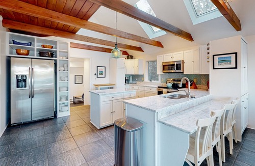 West Bath House | Amazing waterfront home with private deck, views, private dock, & fireplace