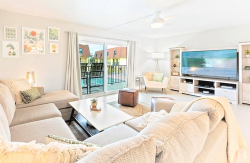 Avon By The Sea Condo | 🌴Beachfront Family Retreat: Pool, Private Balcony & Walk to the Pier