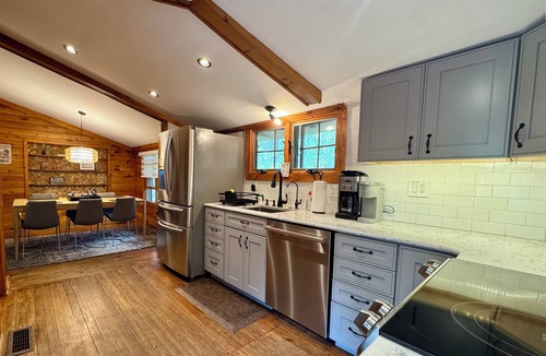 Lake Harmony House | Lakefront Cabin w/Hot Tub, Views & Fireplace