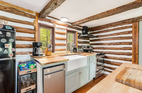 Berkeley Springs Ski Chalet | Modernized Log Cabin w Hot Tub, Fire Pit & Views!
