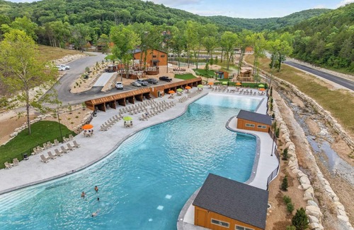 Hollister Cabin | Resort Cabin with Hot Tub, Fire Pit, Game Table! Indoor Pool and Much More!