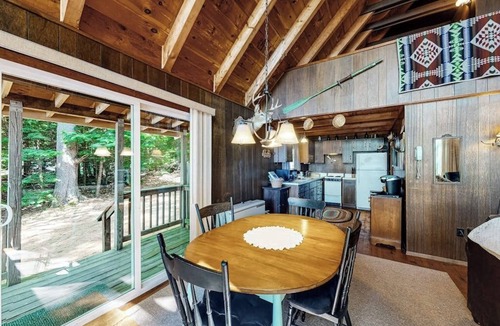 Parsonsfield House | Secluded waterfront cabin with private dock, kayak, canoe, gas grill & deck