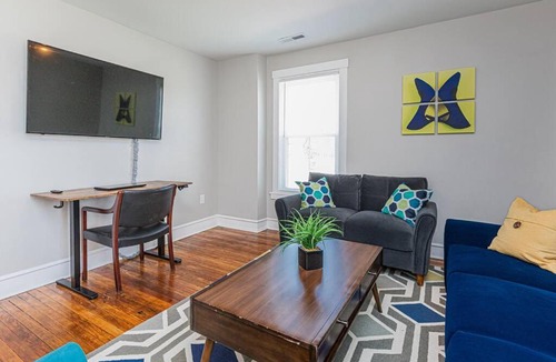 Mosby Apartment | Step into Style Charming Blue Suede RVA Getaway