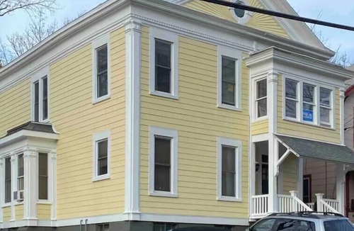 Catskill Apartment | The Hideaway a large studio that sleeps 4 with a fireplace and tub shower