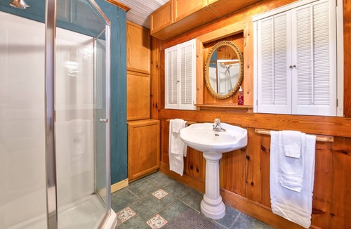 Sunset Cove House | Vintage lakefront mountain home with boat house, dock, firepit & fireplace