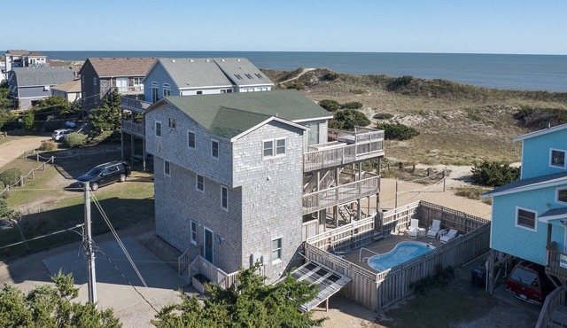 7158- 'A Wave From It All'—6BR, 5BA in Waves, NC. Sleeps 16 in pure comfort.