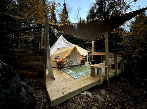 Canvas Bell Tent in the Woods in Hardwick, VT