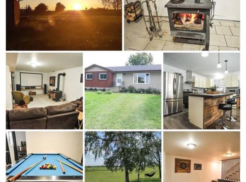 Modern Rustic Home with Wood Stove & Pool Table