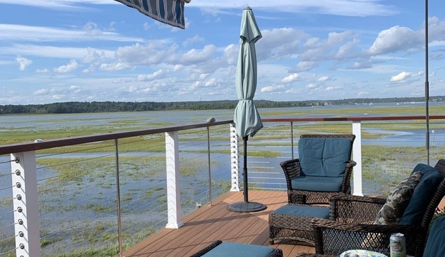 Panoramic Rachel Carson Preserve views, Private right-of-way steps to Beach