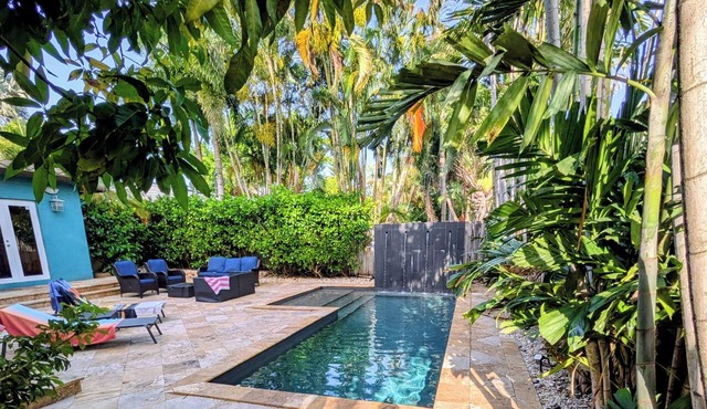 Private Family Oasis + Heated Saltwater Pool + Waterfall, 3 Baths, No Car Needed